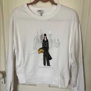 DKNY White Sweatshirt with City Graphic